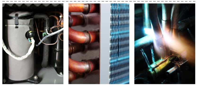 workmanship of EVI air source low temp heat pumps