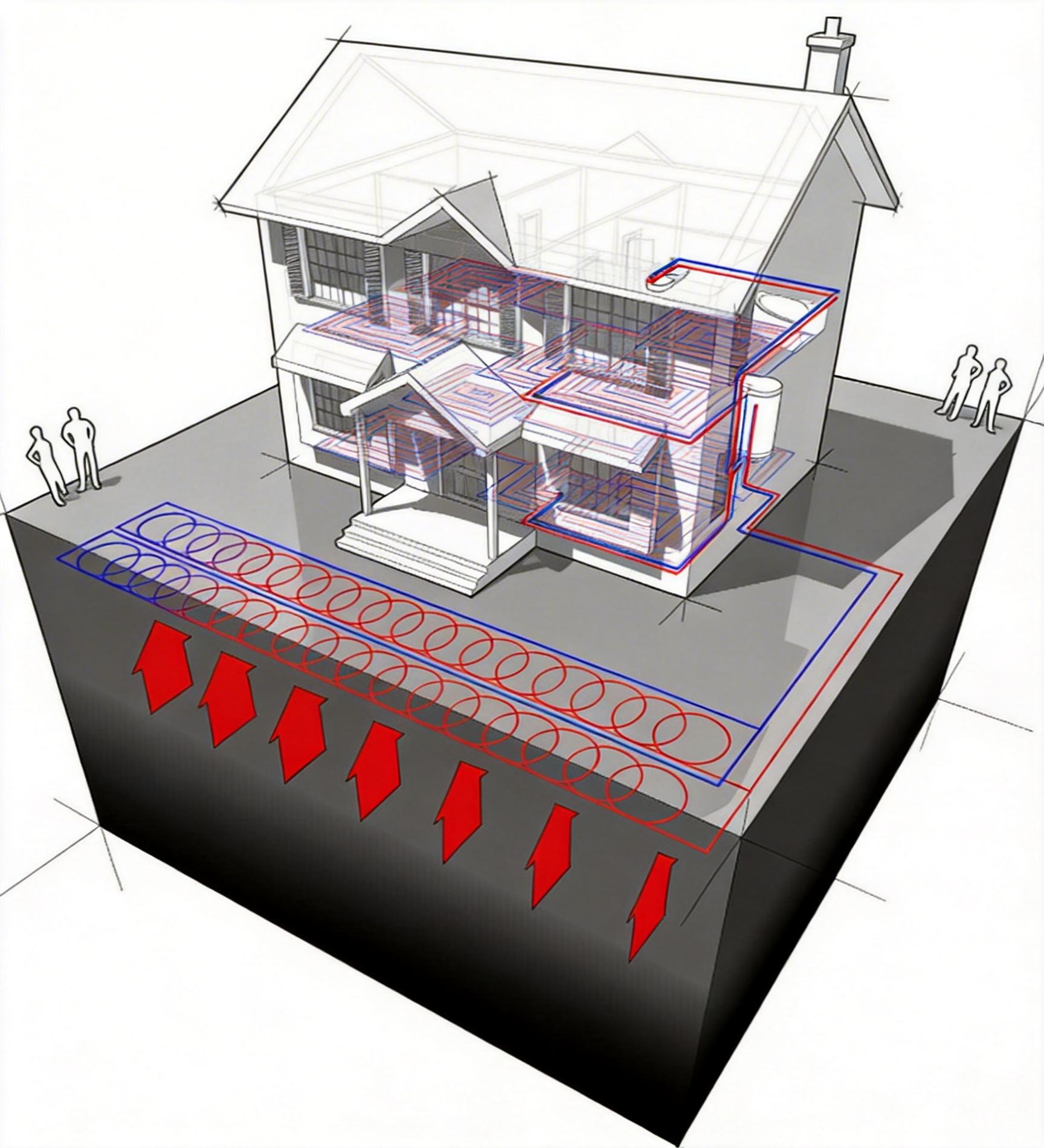 Ground Source heat pump diagram Diagrama da bomba de calor de fonte subterrânea