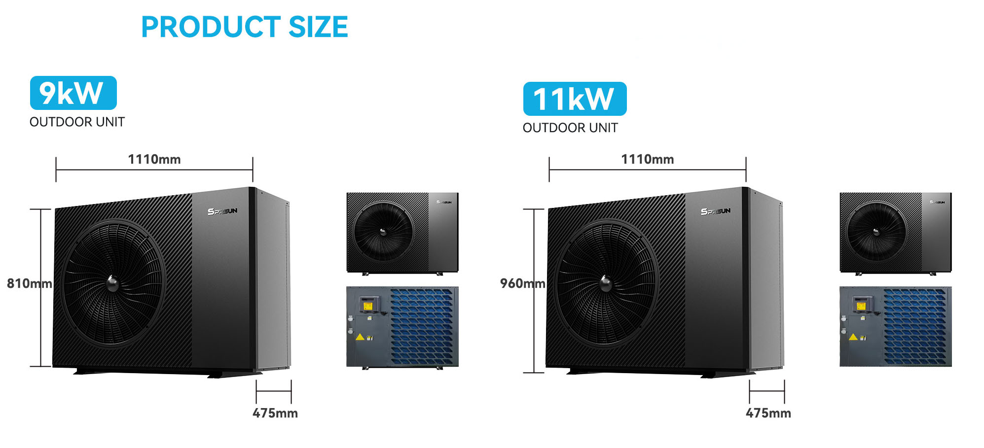 Specification of 9KW-11KW R290 heat pump