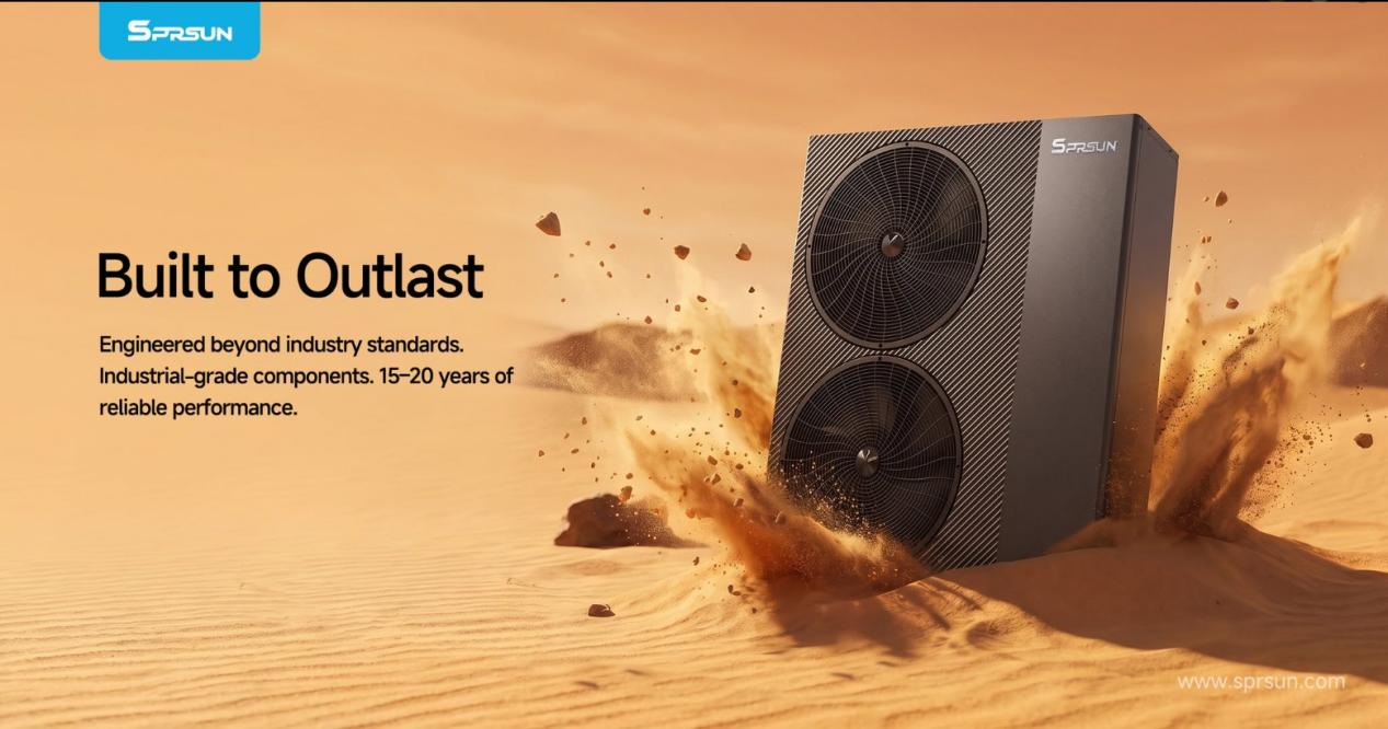 SPRSUN R290 Greenergy Pro Series heat pump built to last 15&ndash;20 years with industrial-grade components, for heating, cooling and hot water