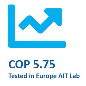 SPRSUN R290 Greenergy Pro heat pump with CAREL controller, certified with high COP 5.75 tested by European AIT Lab.