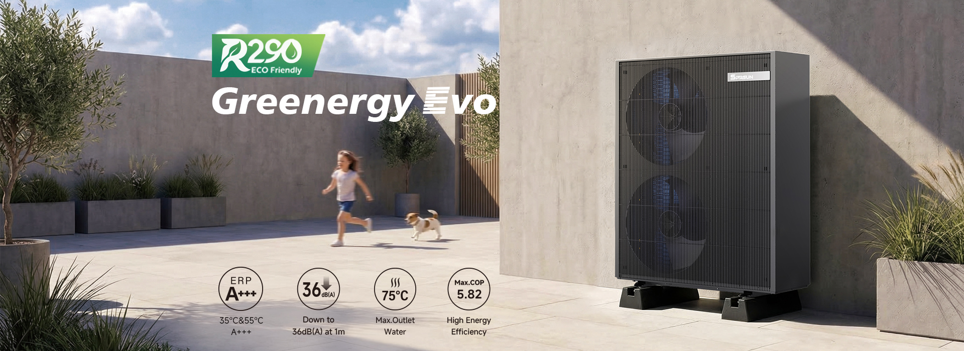 sprsun R290 heat pump Greenery Evo series